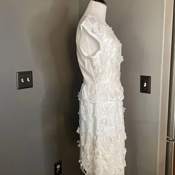 BCBGMaxAzria Aveline Embroidered Shift Dress Off White